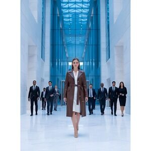 Marc New York Faux Leather Trench‎ Coat Women's Medium Brown M5MJ0365 – Belted